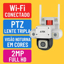 Câmera Wi-fi Ptz Tripla Lente Visão Noturna Full Hd Cor Branco