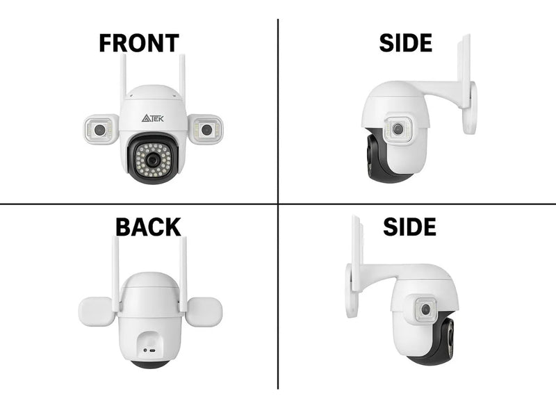 Câmera Wi-fi Ptz Tripla Lente Visão Noturna Full Hd Cor Branco