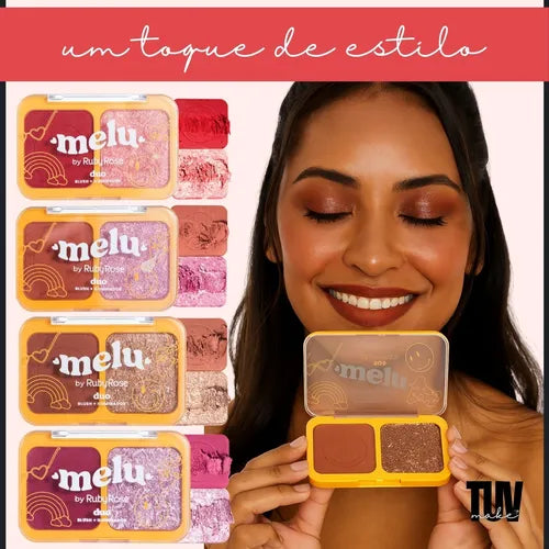 Paleta Duo De Blush E Iluminador Marmorizado Melu Ruby Rose Tom Da Maquiagem 1-garden/ Love Again