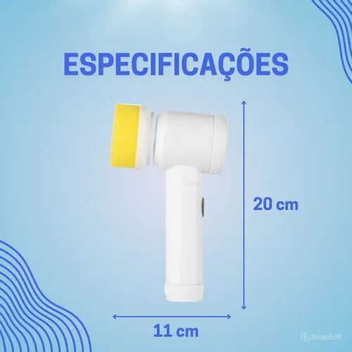 Escova Elétrica de Limpeza Magica 5 em 1 Recarregável Mop Multiuso Multifuncional Giratória 360 Banheiro Cozinha pia